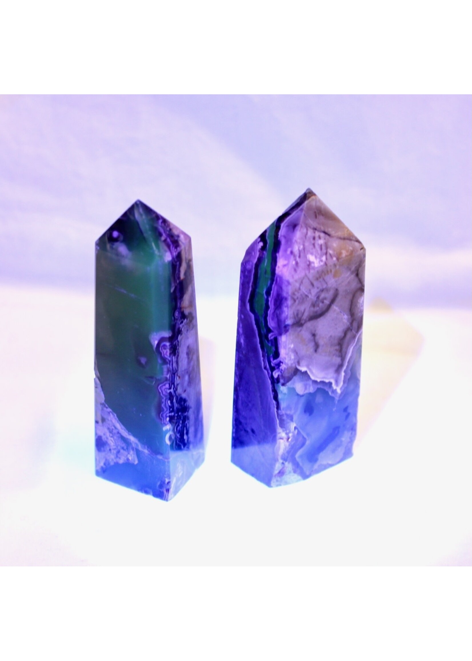 Touching the Sky Volcanic Agate UV Reative Obelisks