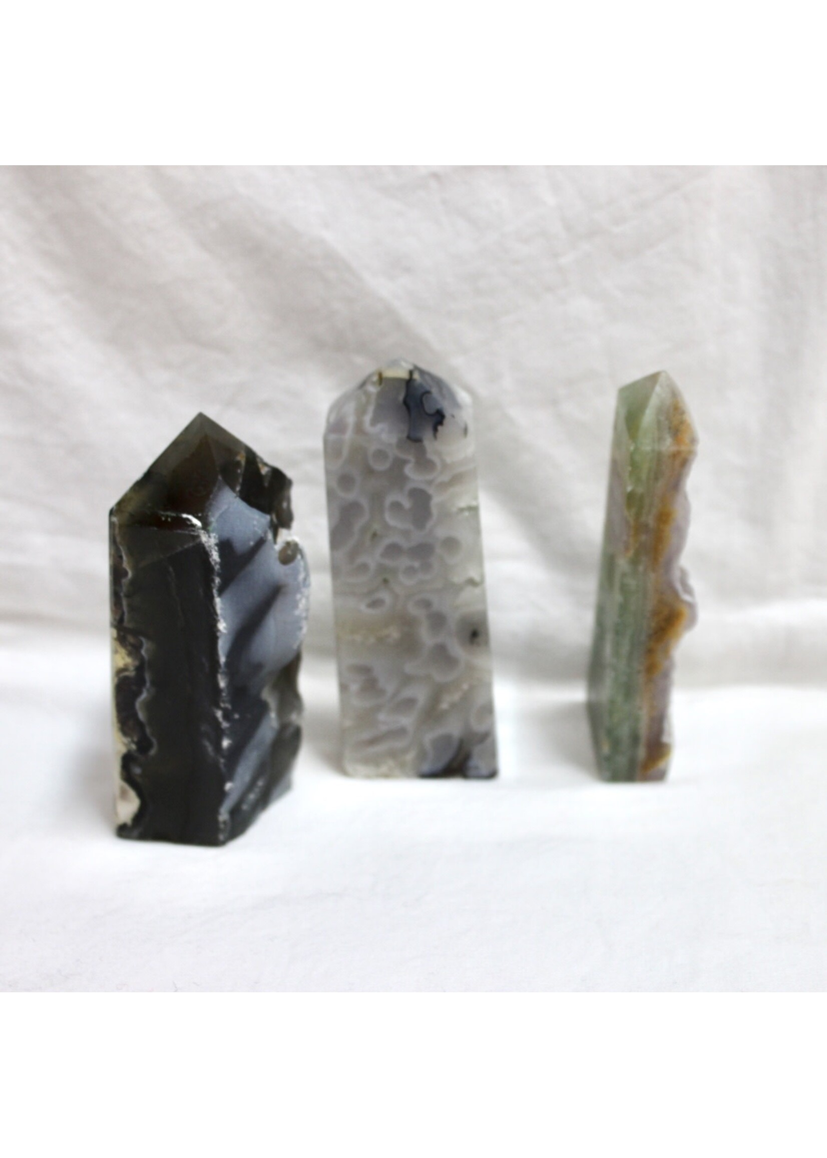 Touching the Sky Volcanic Agate UV Reative Obelisks