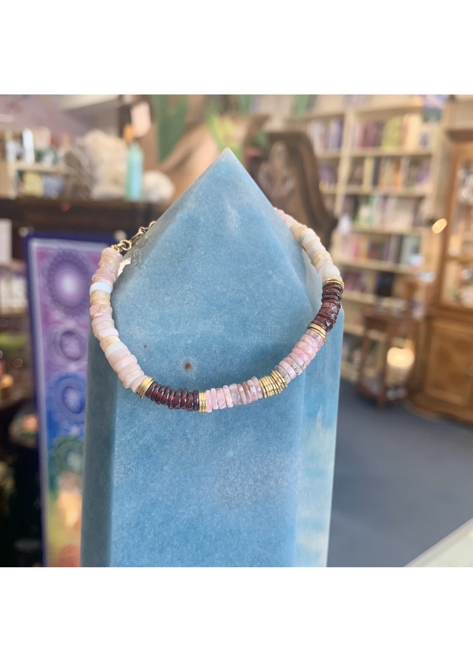 Rhodochrosite Garnet Pink Opal Bracelet