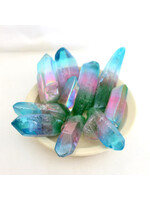 Aura Quartz Points for Playfulness Tri - Blue Pink Green