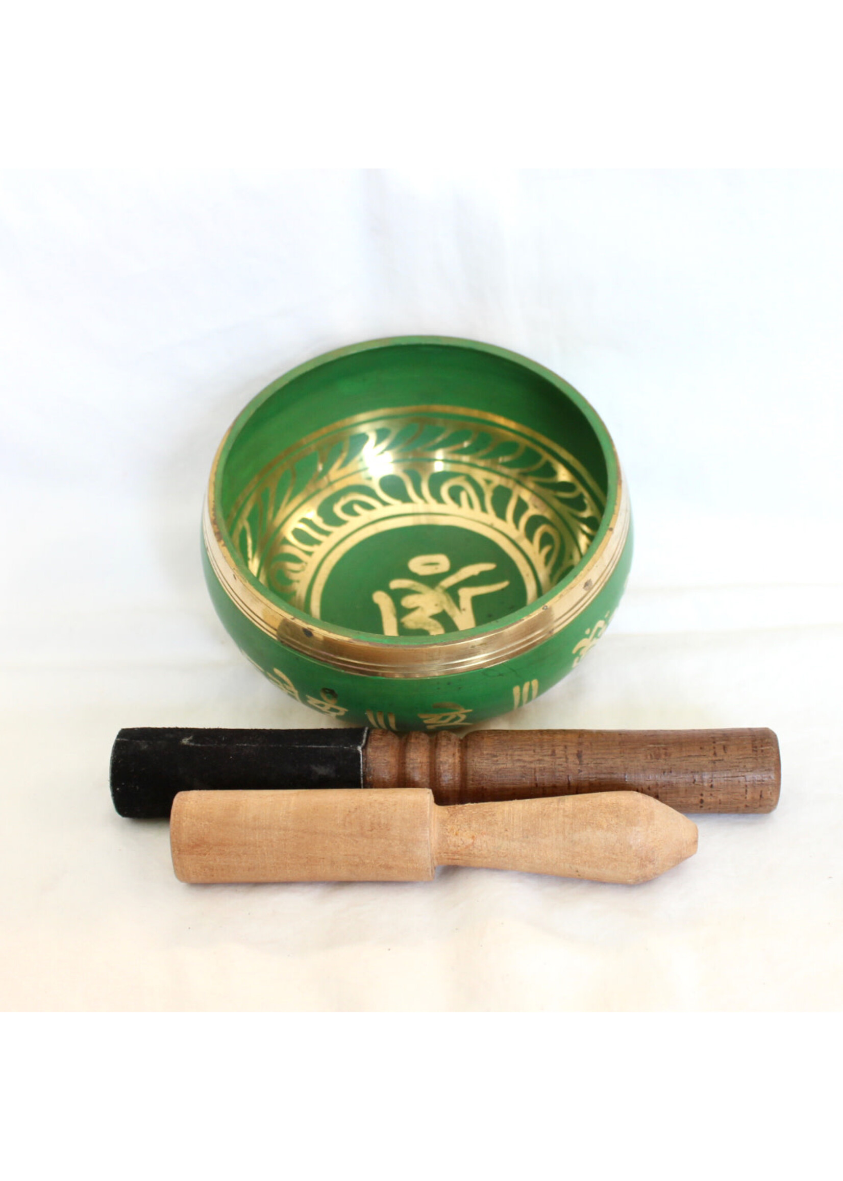 Green Singing Bowls  Notes of B Ohm  striker included ~ Nepal