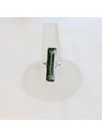 Green Tourmaline Ring Faceted Rectangle Sz 10