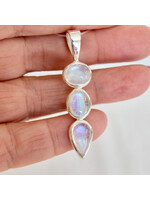 Rainbow Moonstone Pendant Cabochon Triple