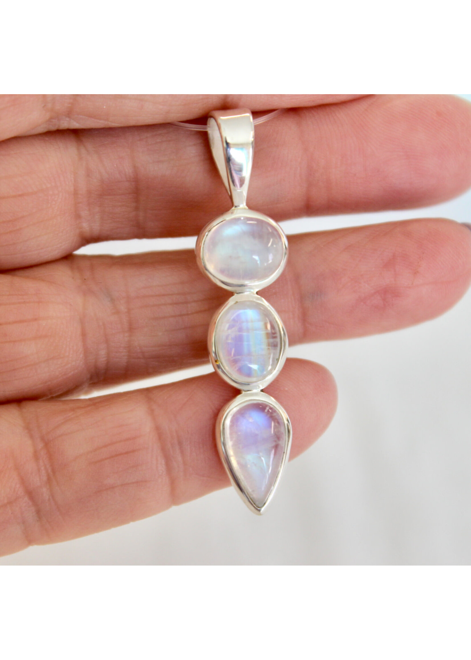 Rainbow Moonstone Pendant Cabochon Triple