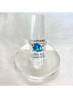 Blue Topaz Faceted Rings Trilllian Cut Sz 6.5