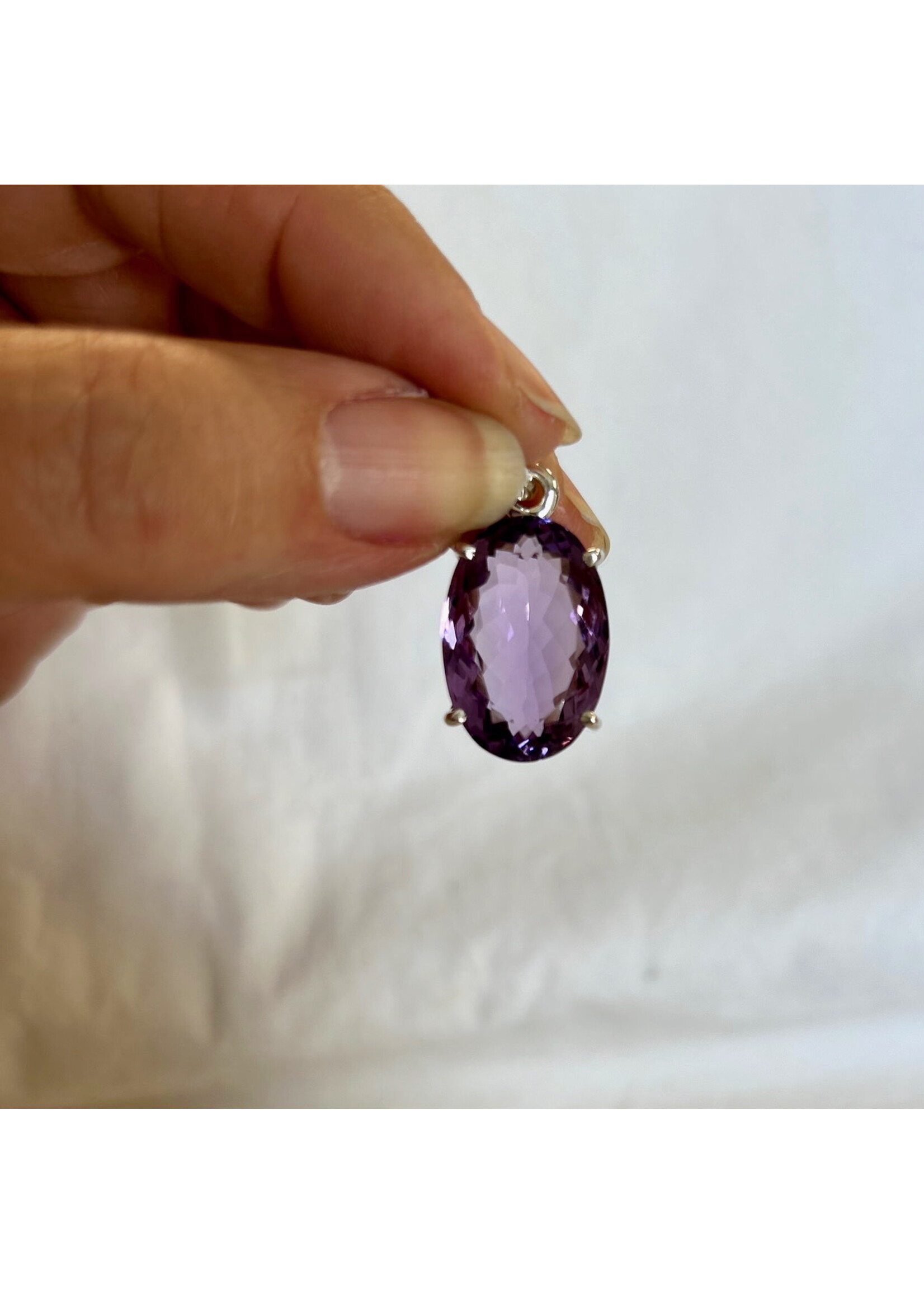 Amethyst Faceted Pendant Oval