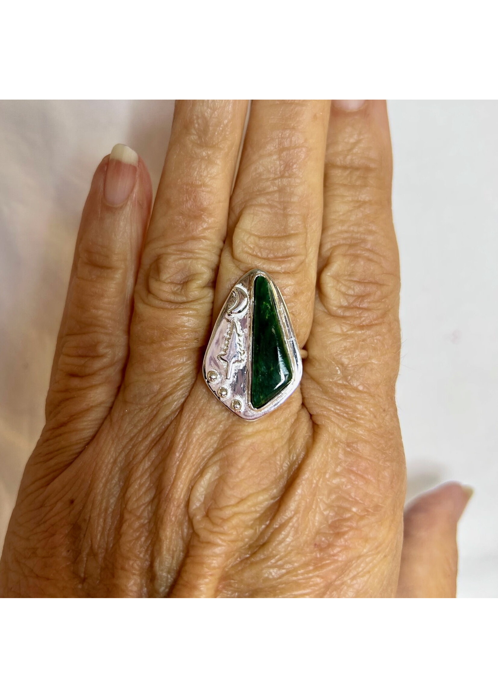 Emerald Ring Forest Moon Sz 8