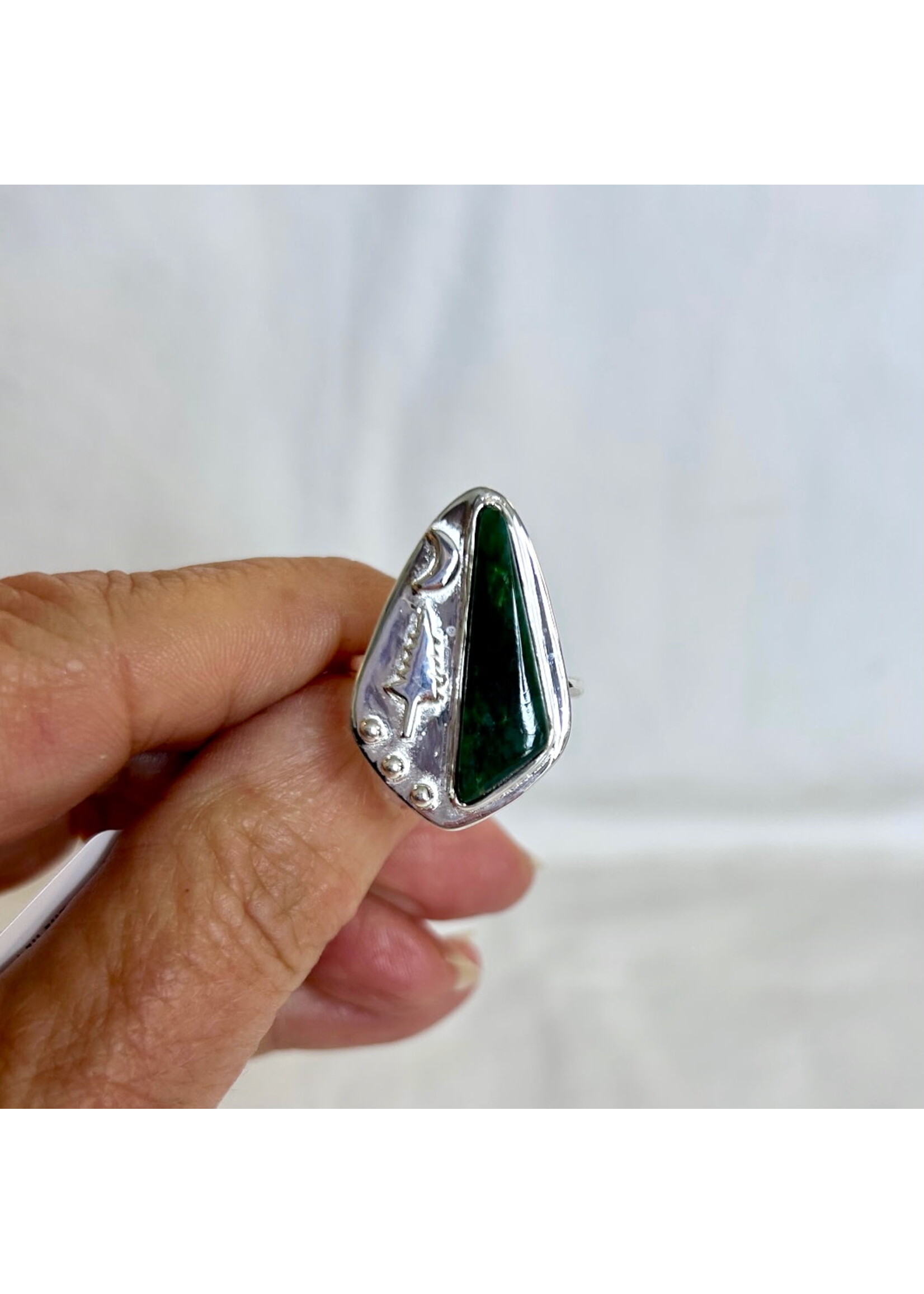 Emerald Ring Forest Moon Sz 8