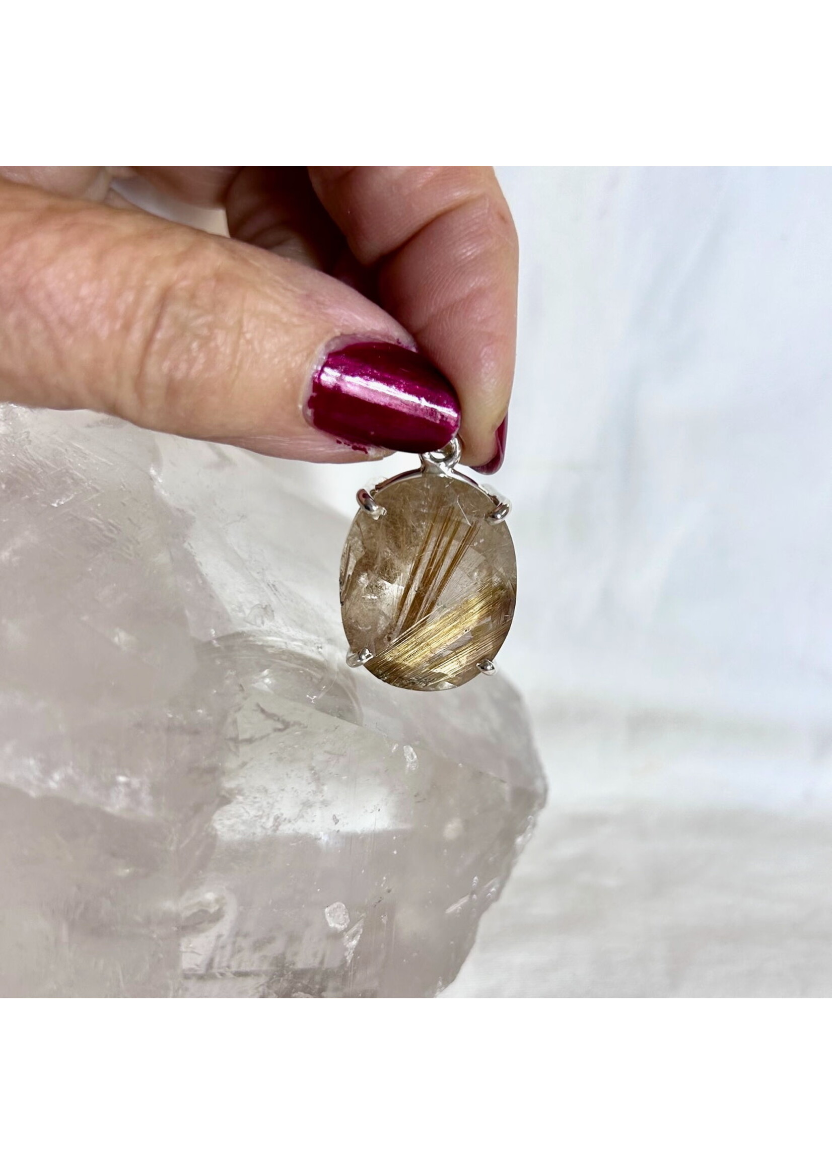 Rutilated Quartz Pendants Faceted