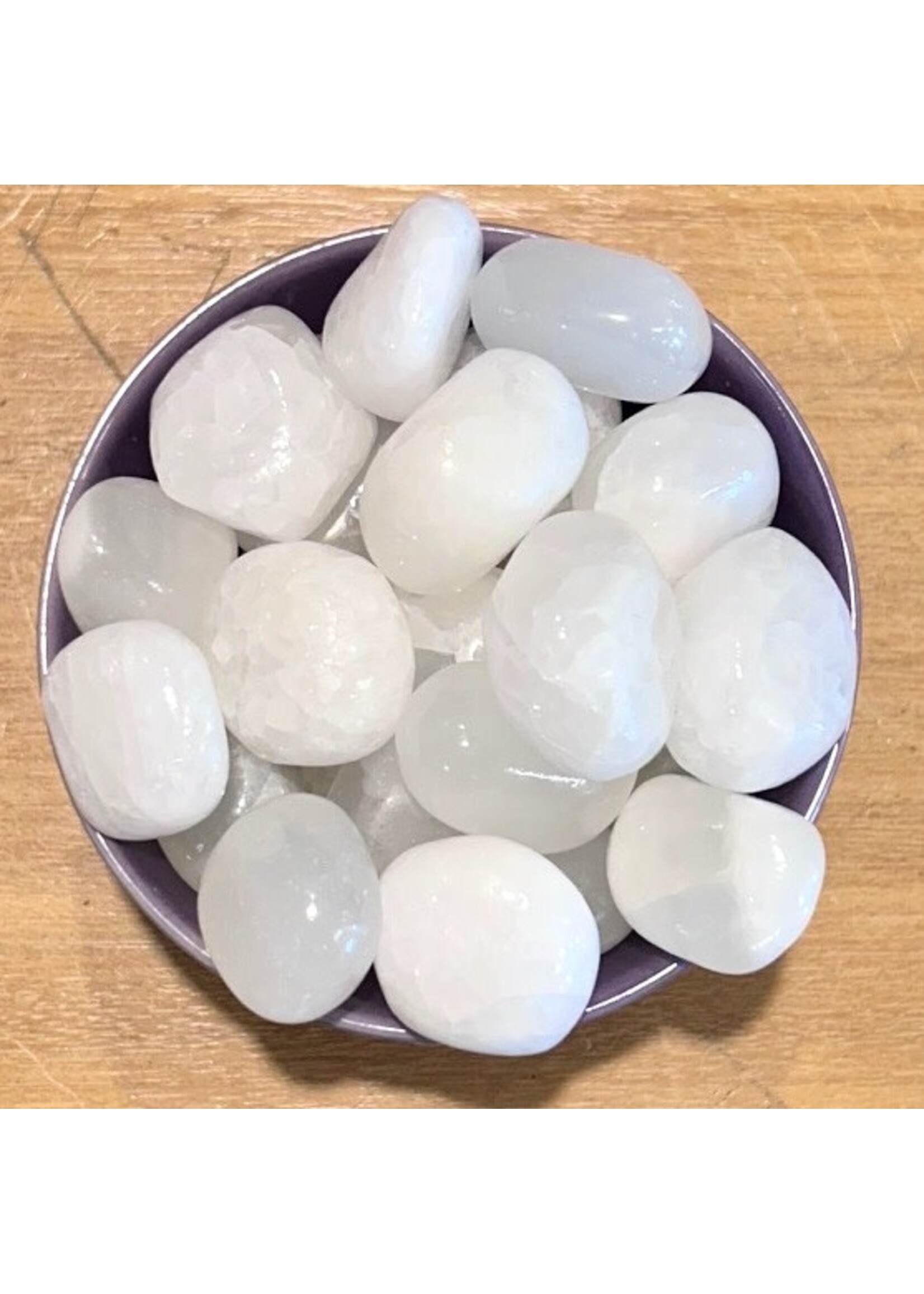 White Aragonite Tumbled