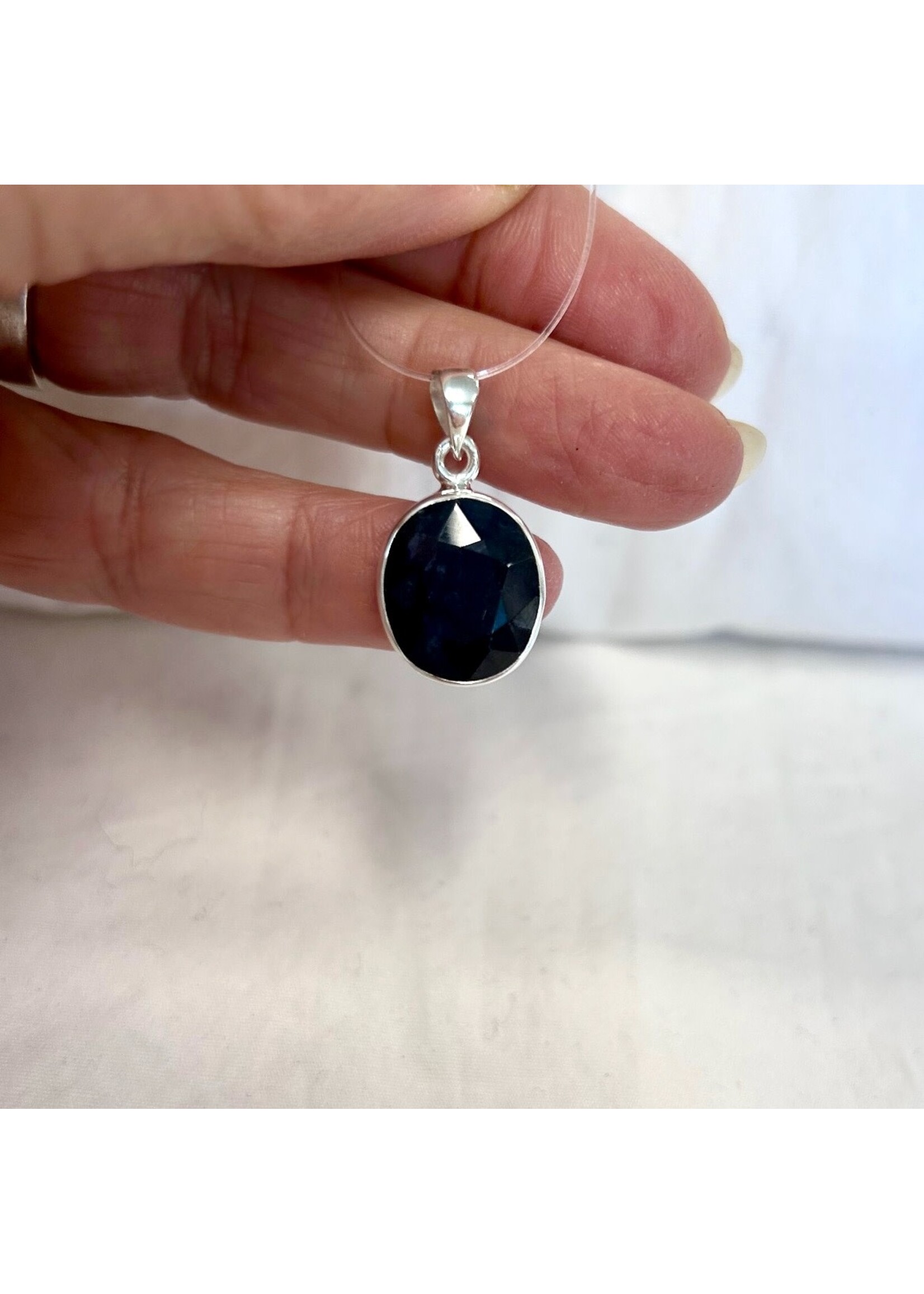 Blue Sapphire Faceted Pendant Oval