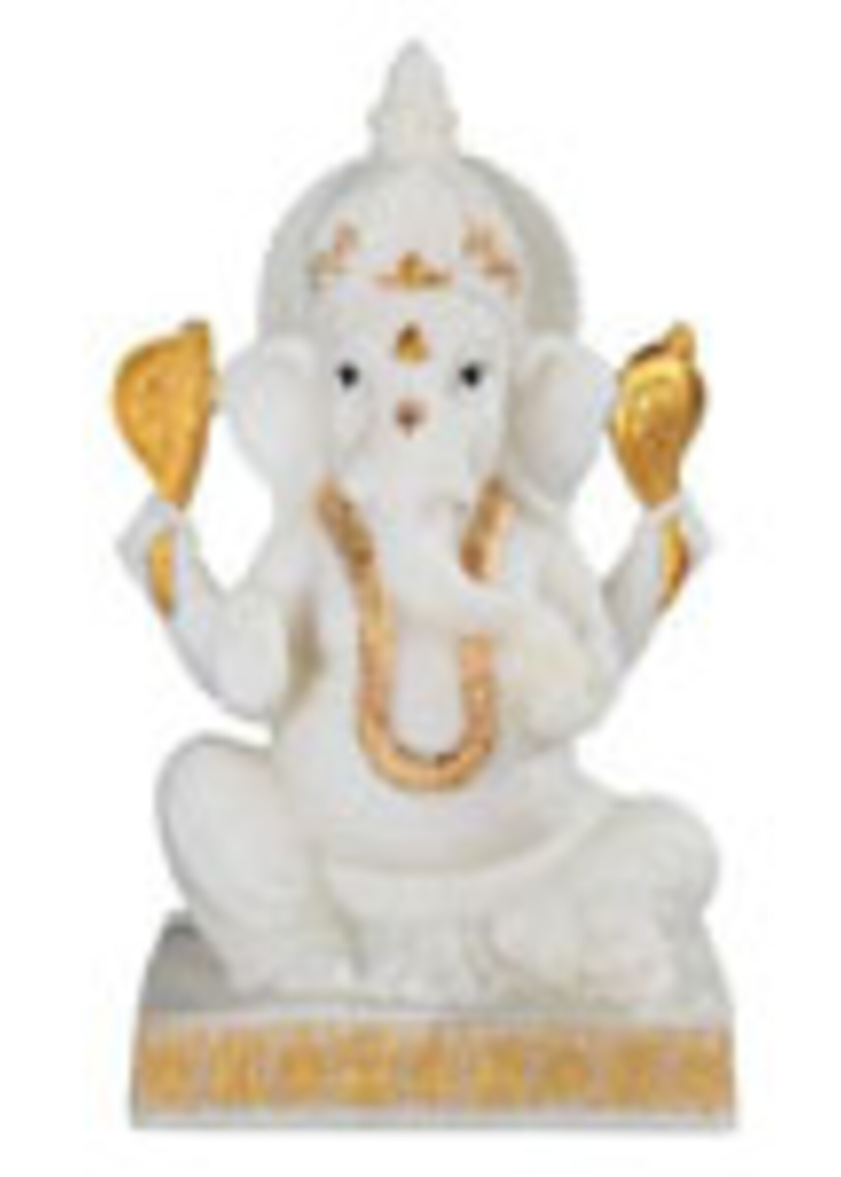 White Ganesh with Gold Trim