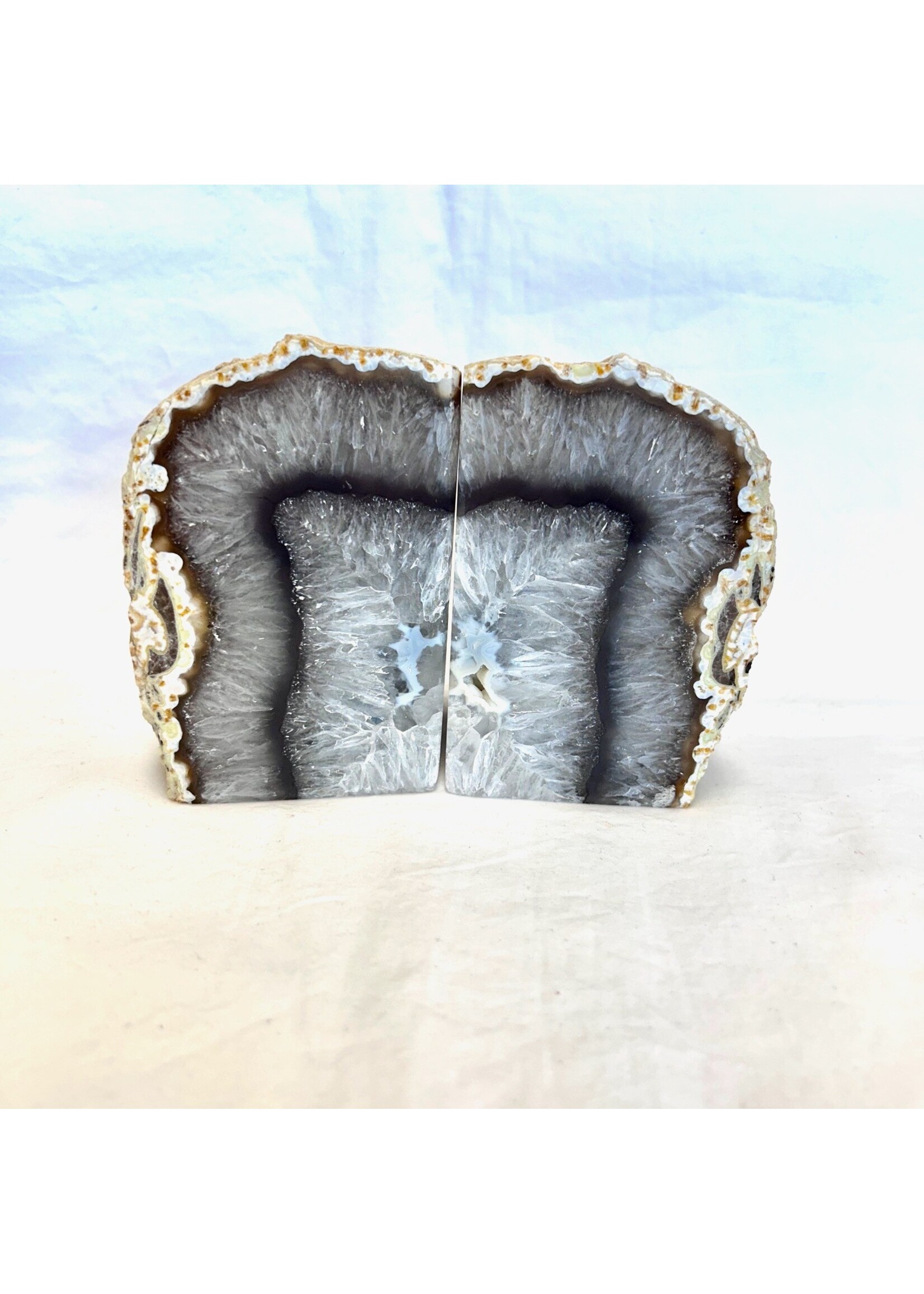 Agate and Quartz Bookends Set for spiritual insight