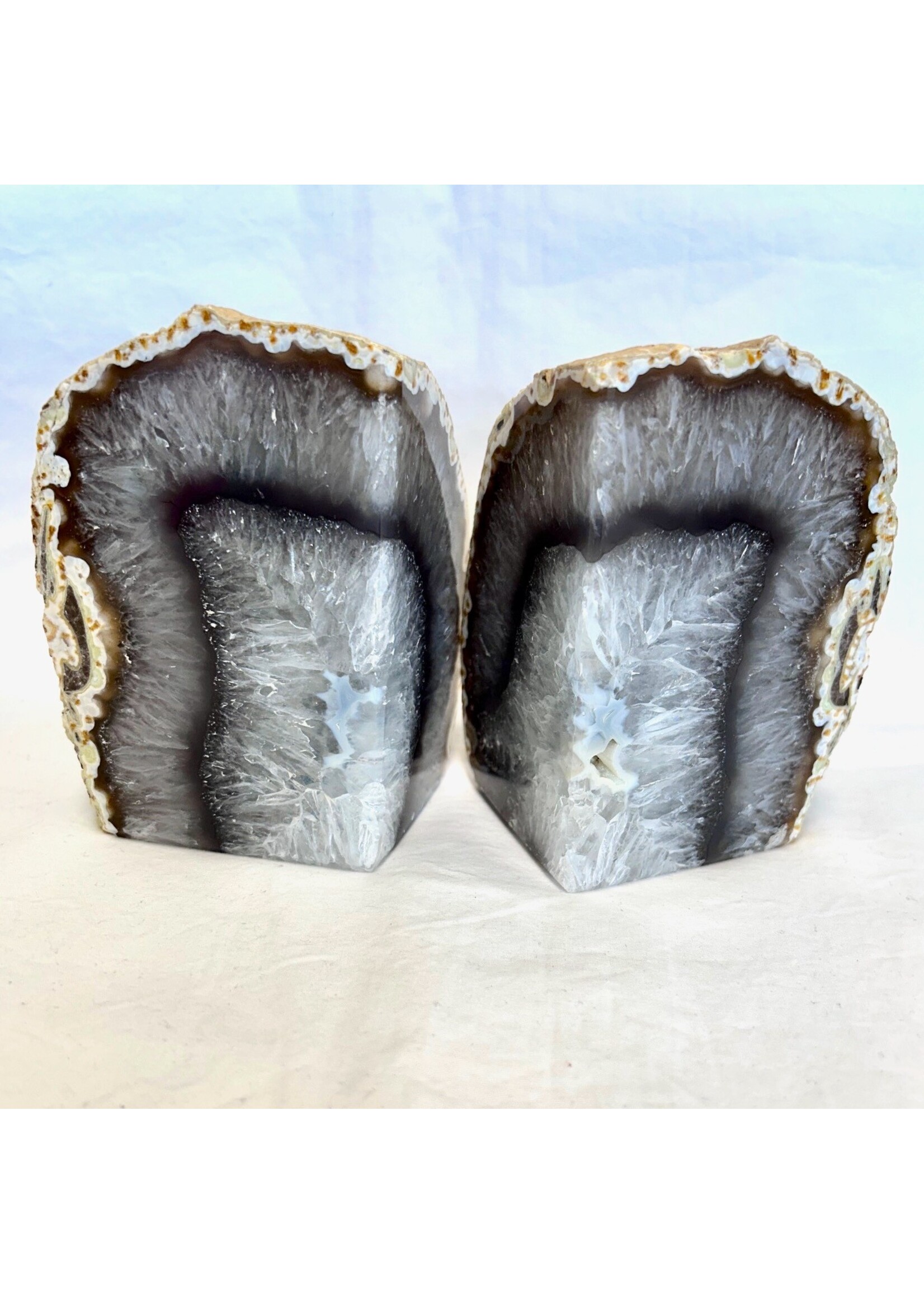 Agate and Quartz Bookends Set for spiritual insight