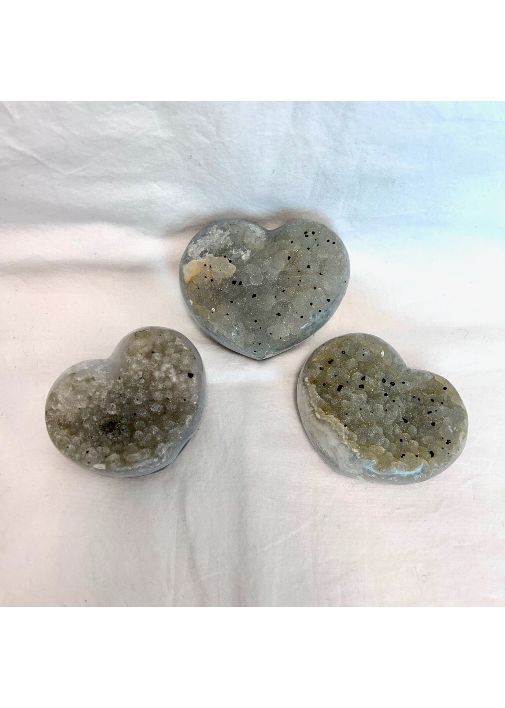 Prasiolite (Green Amethyst) Cluster Hearts