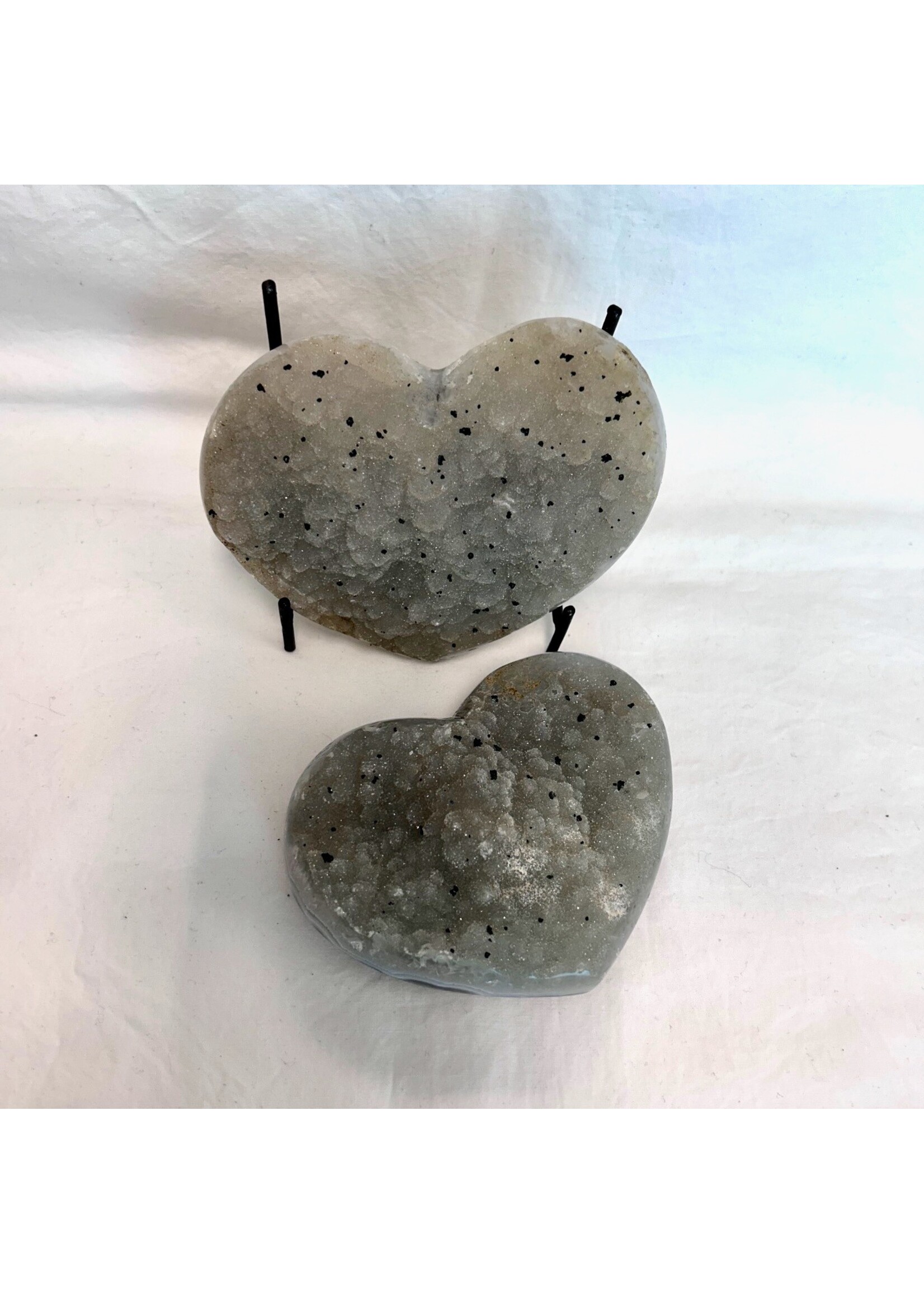 Prasiolite (Green Amethyst) Cluster Hearts