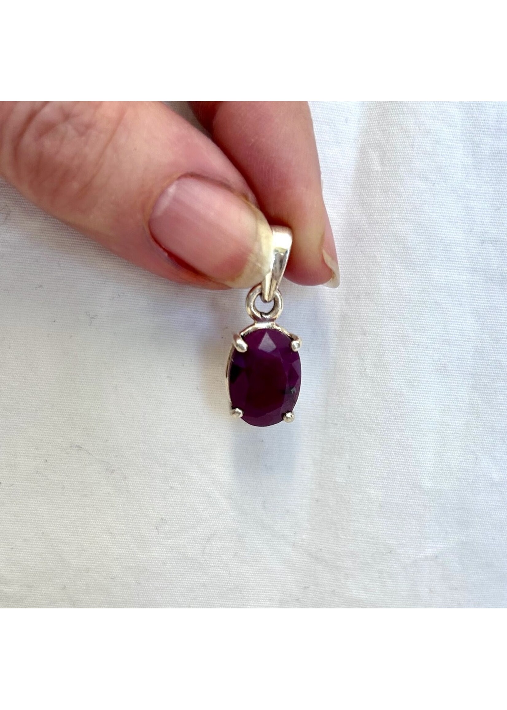 Ruby Faceted Pendants Oval