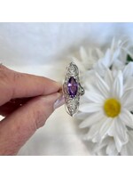 Amethyst Faceted Ring Marquise Sz 8