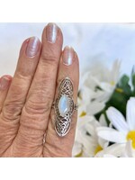 Rainbow Moonstone Faceted Ring Marquise Sz 7