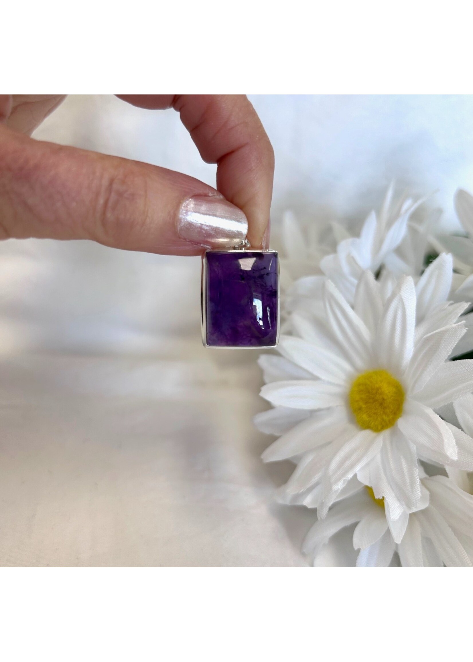 Amethyst Cabochon Pendant Rectangle