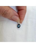 London Fog  Blue Faceted Oval Pendant