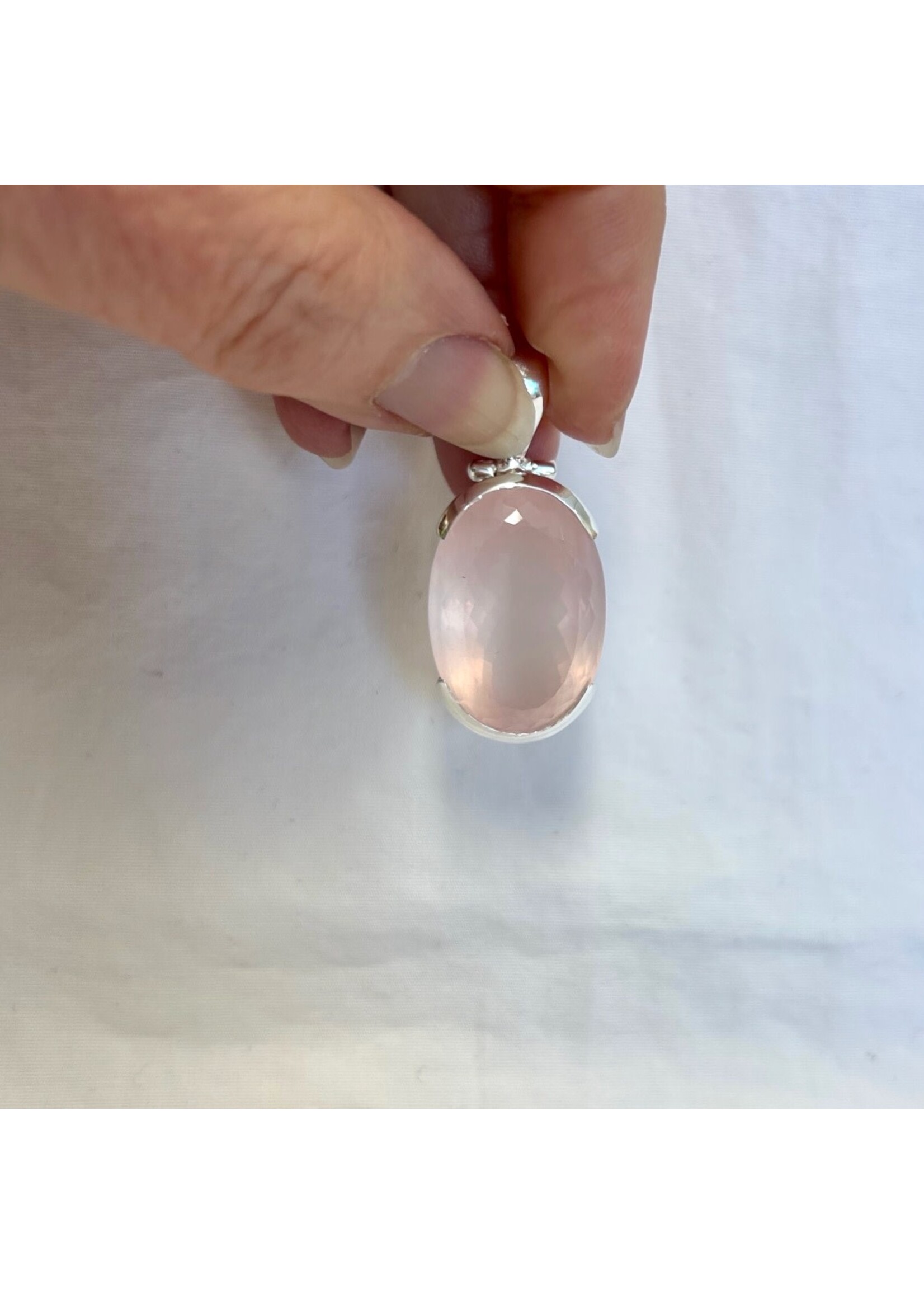 Rose Quartz Faceted Pendants Oval
