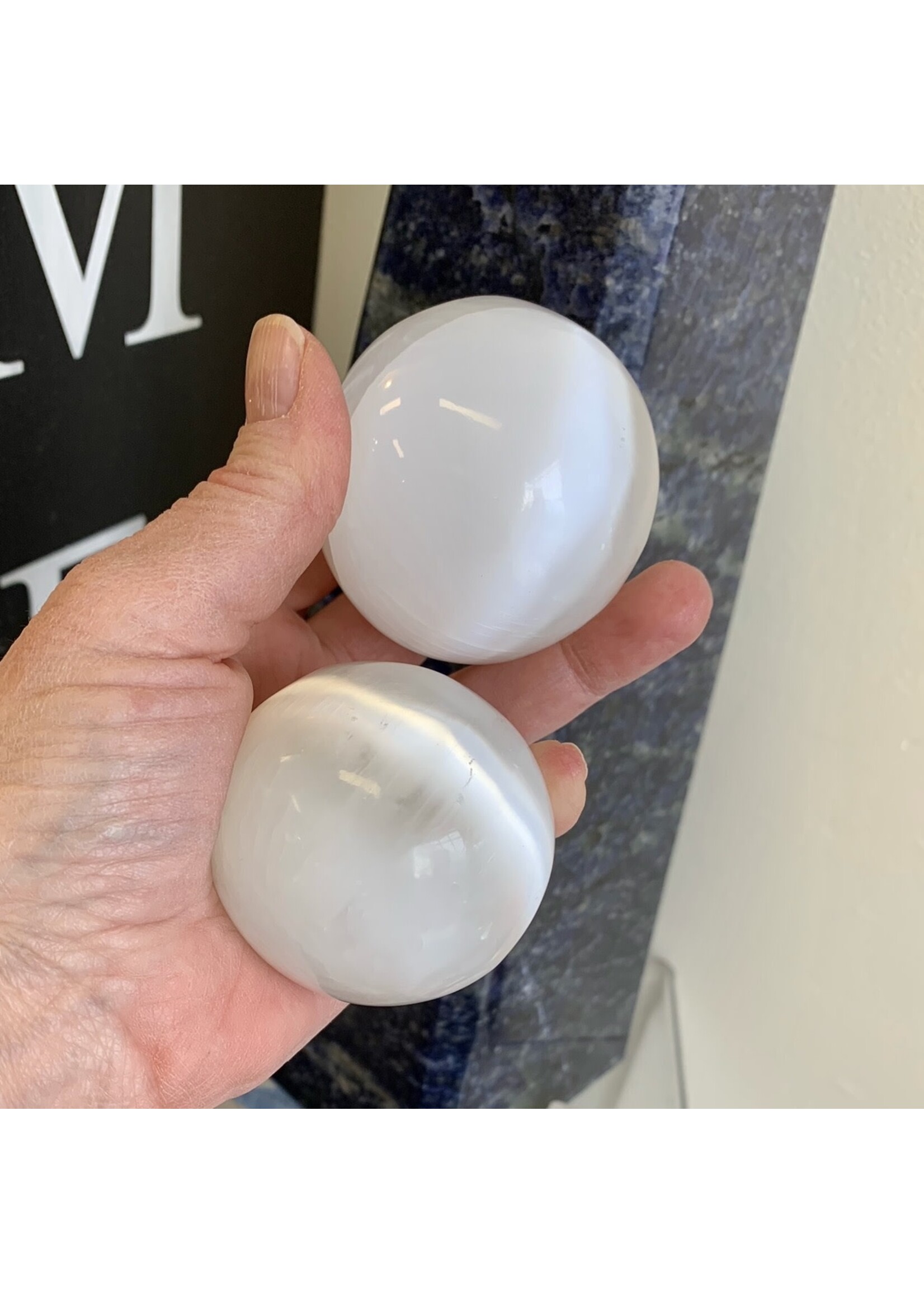 Selenite Spheres Moon Goddess