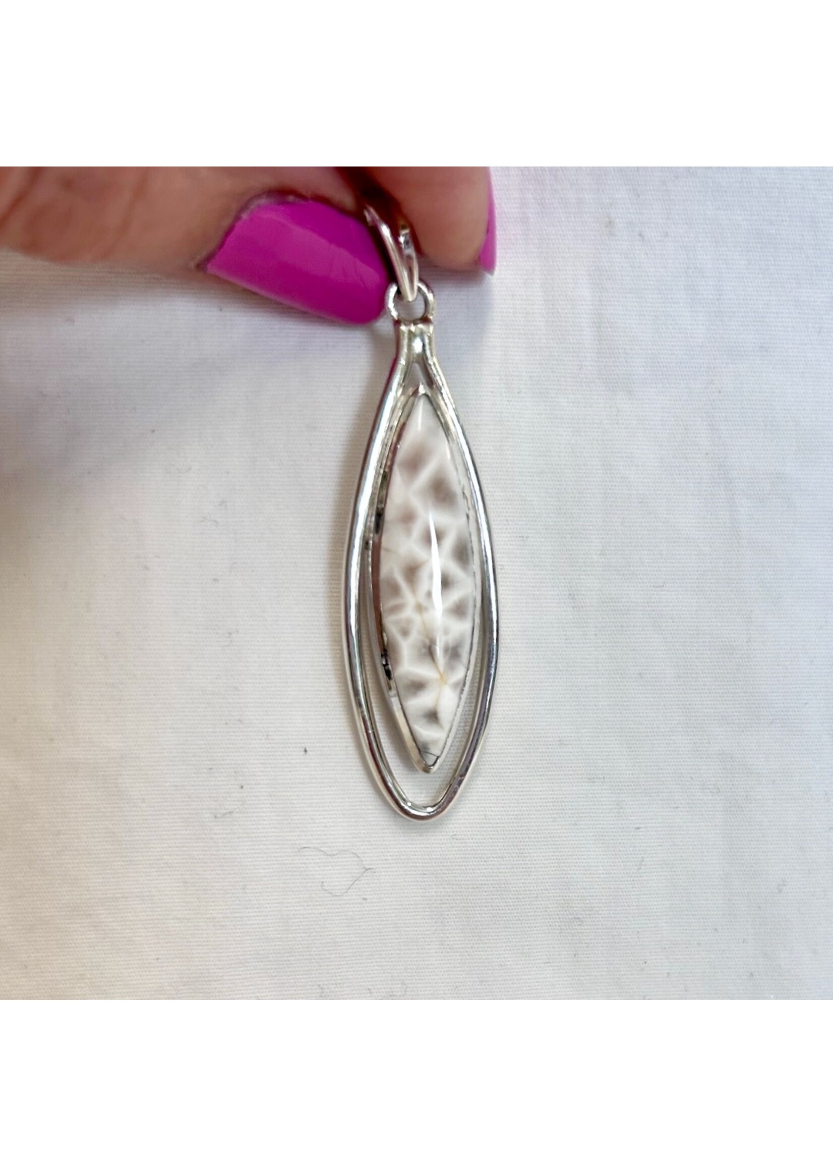 Pink Natrolite Cabochon Pendants