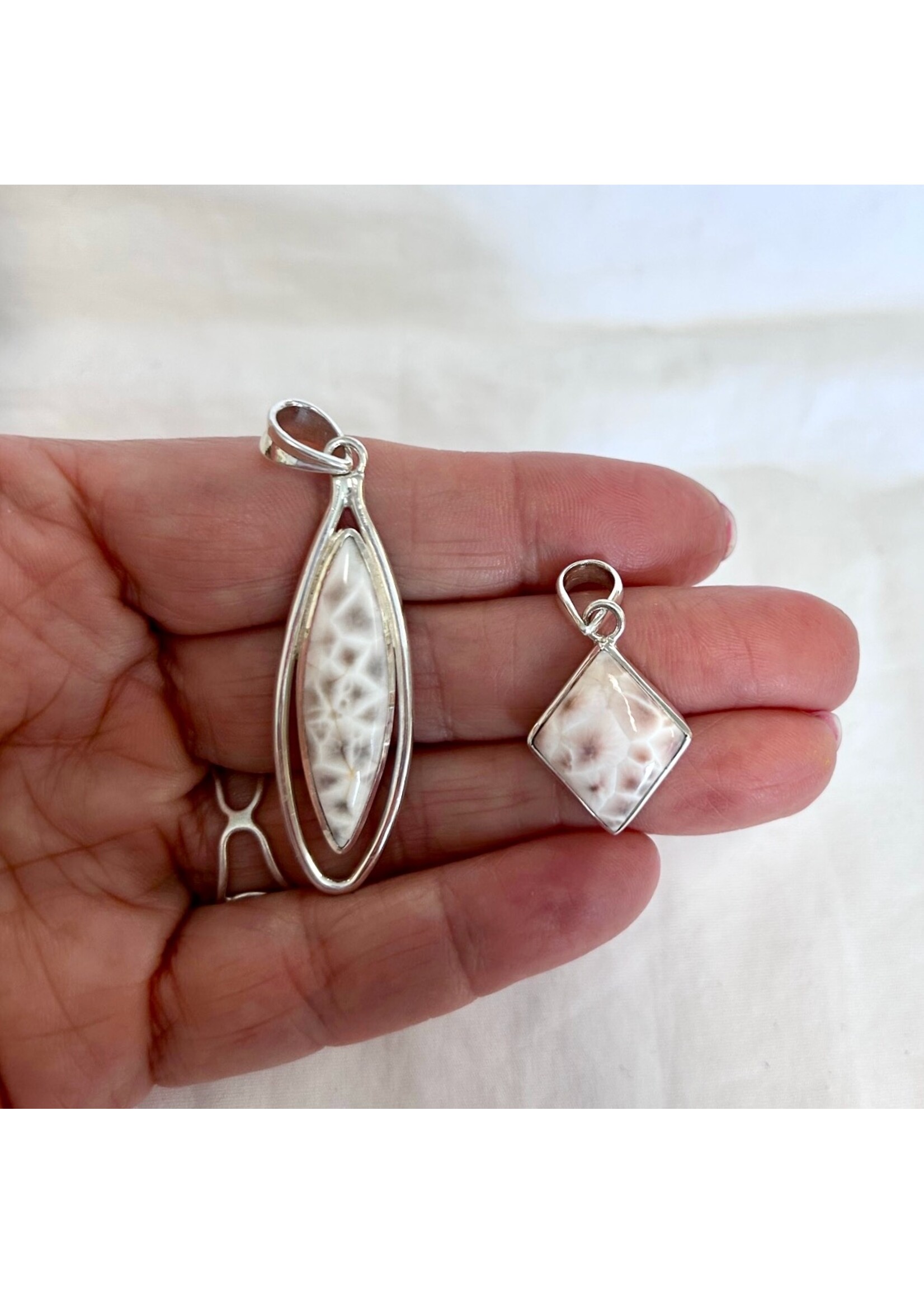 Pink Natrolite Cabochon Pendants