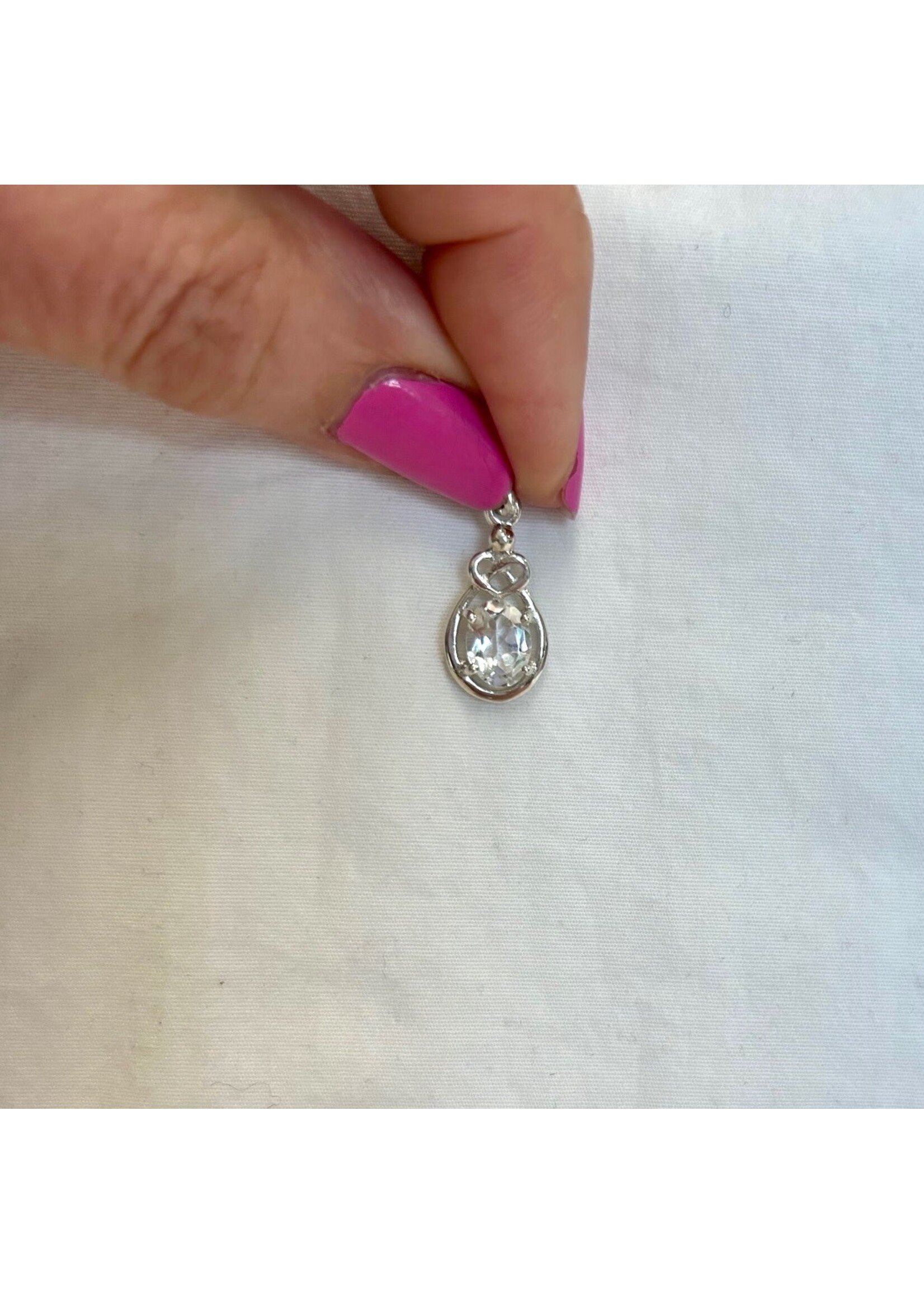 White Topaz Faceted Pendant - Oval