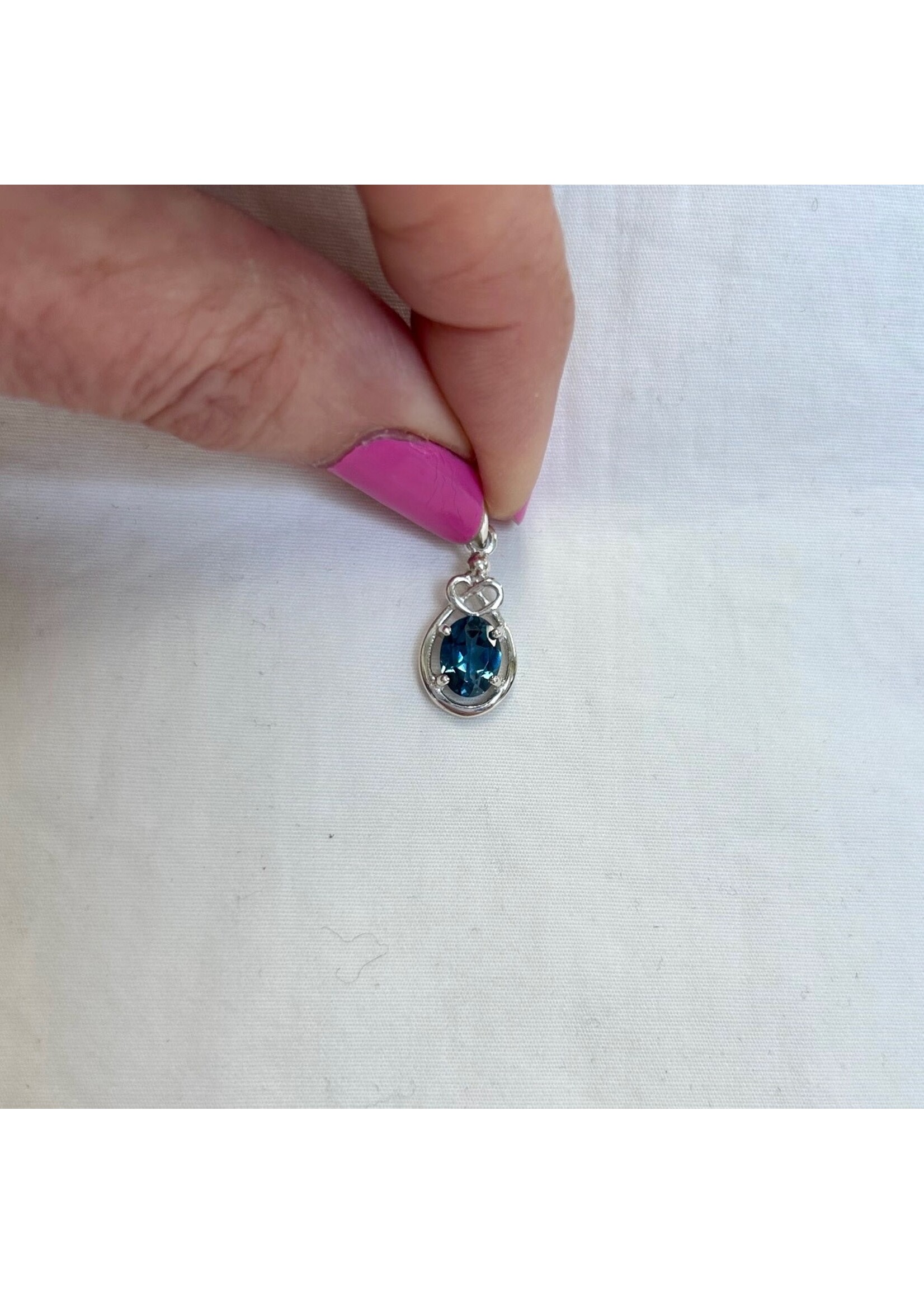 London Fog Blue Topaz Faceted Pendants - Oval