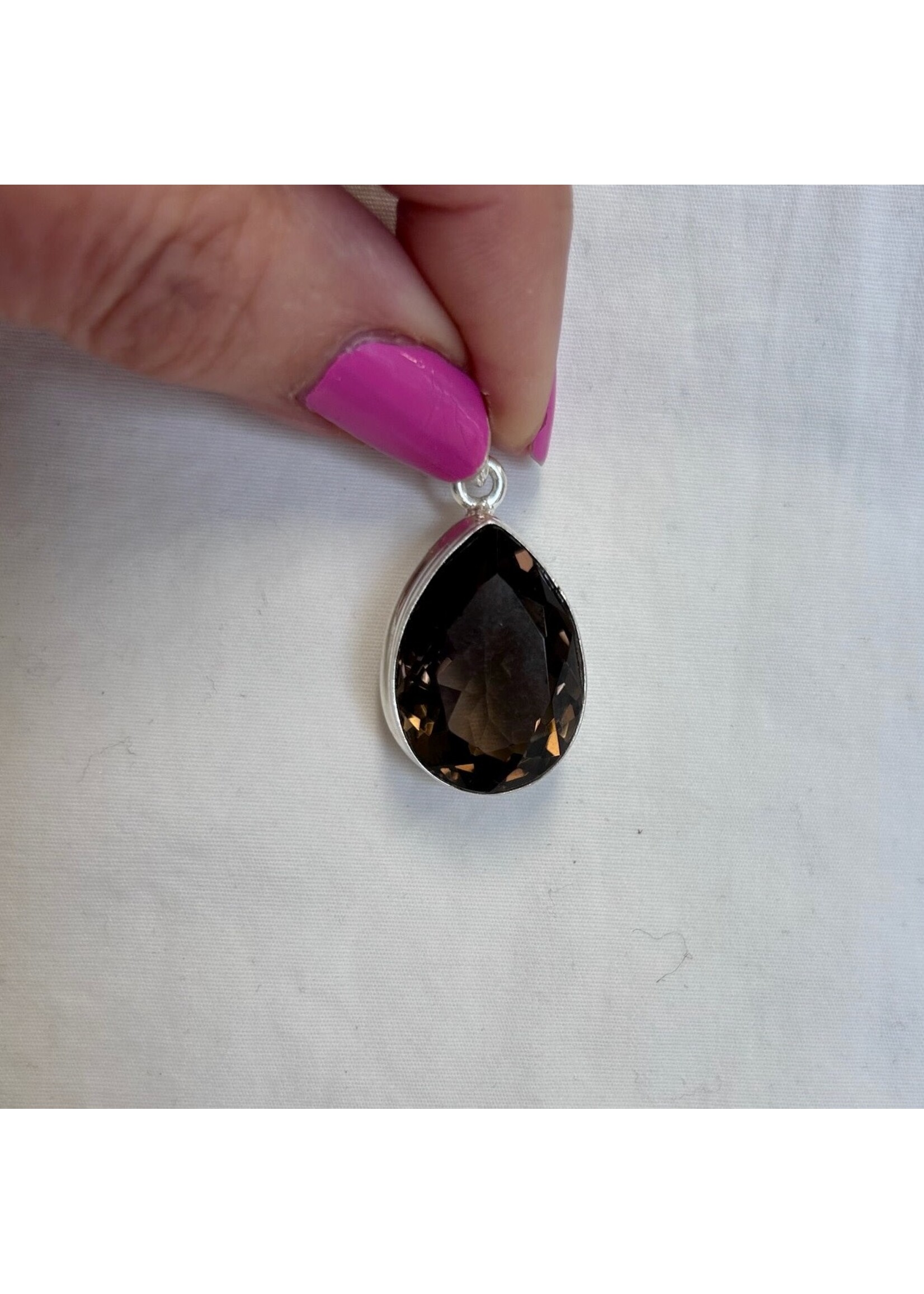 Smoky Quartz Faceted Pendants - Teardrop