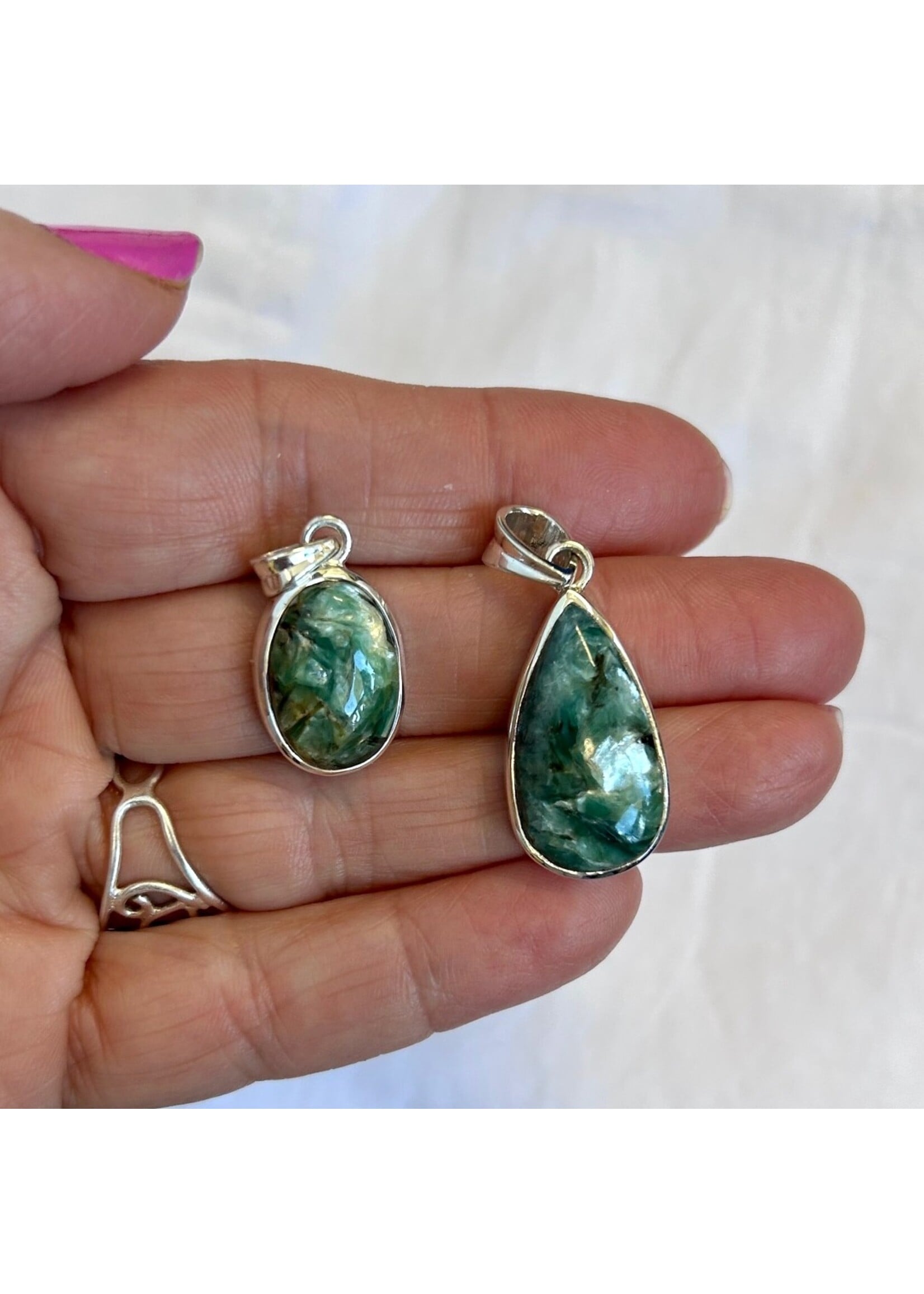 Mermaid Kyanite Cabochon Pendants