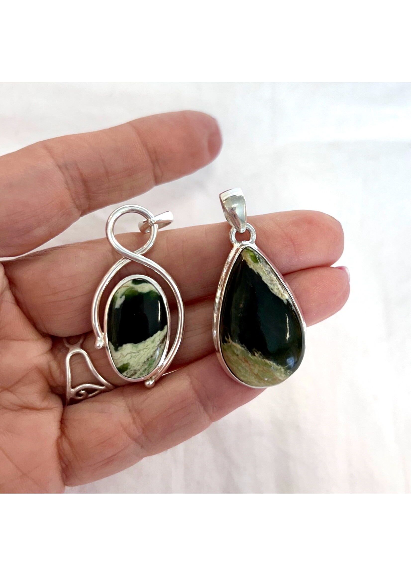 Chrome Diopside Cabochon Pendants
