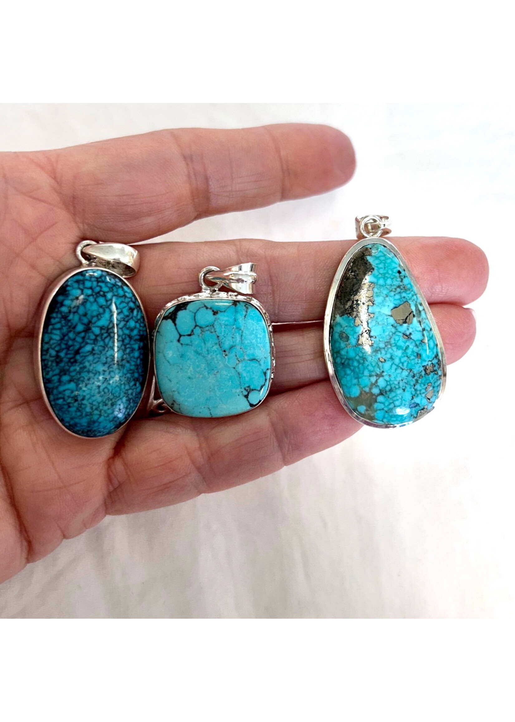 Tibetan Turquoise Cabochon Pendants