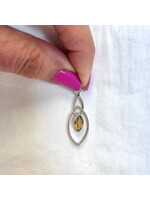 Citrine Faceted Pendants with Textured Silver - Marquise
