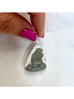 Solar Moss Agate Cabochon Pendants - Triangle
