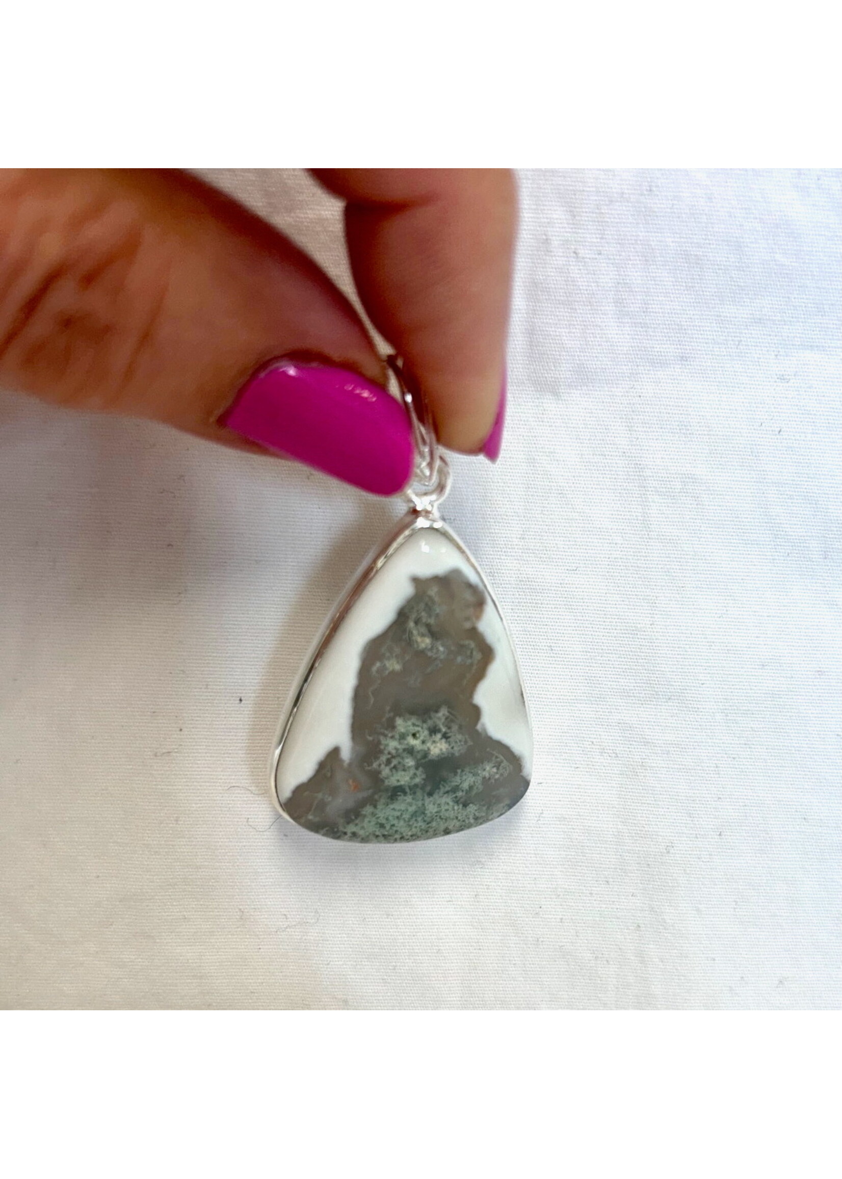 Solar Moss Agate Cabochon Pendants - Triangle