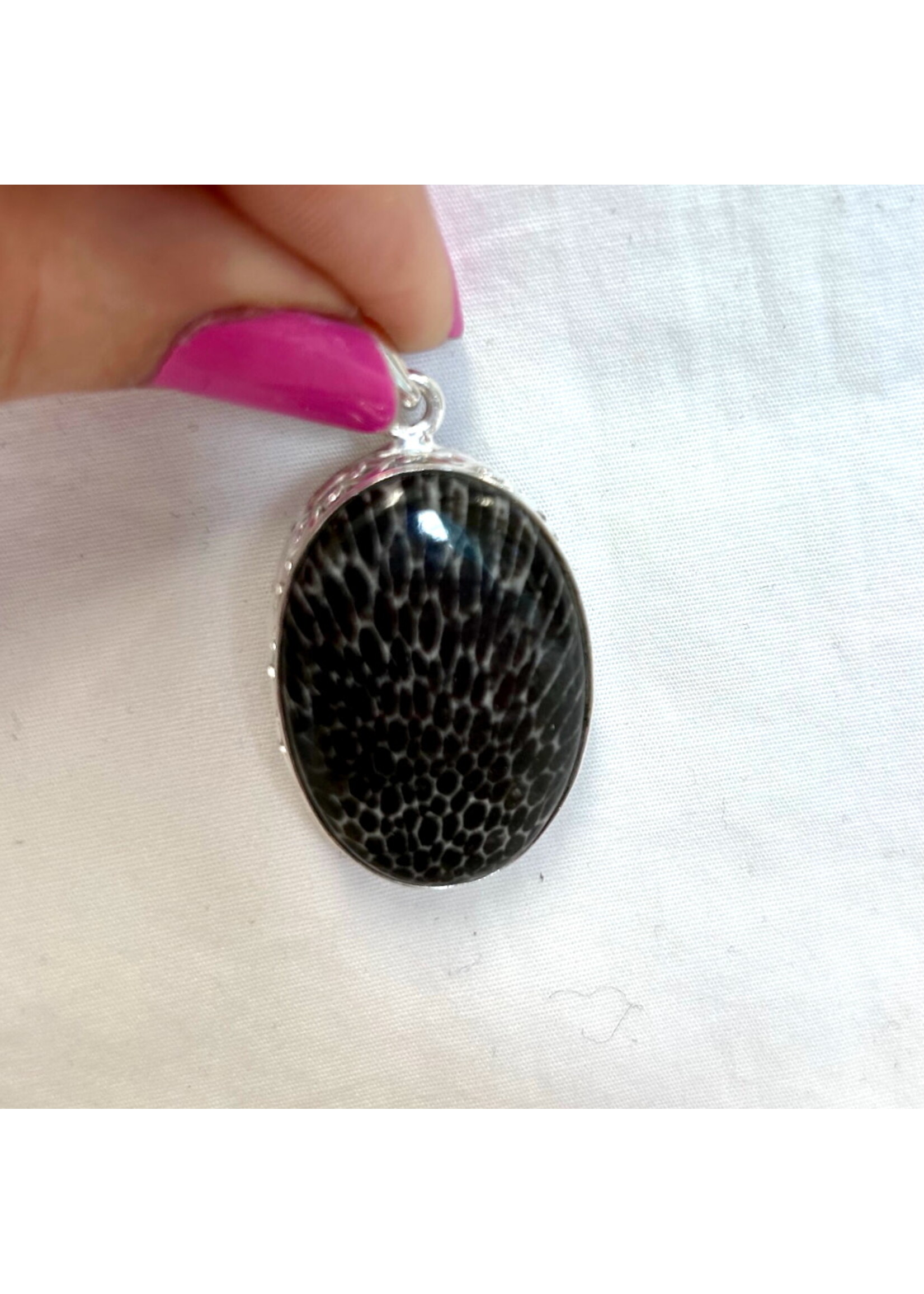 Black Coral Cabochon Pendants