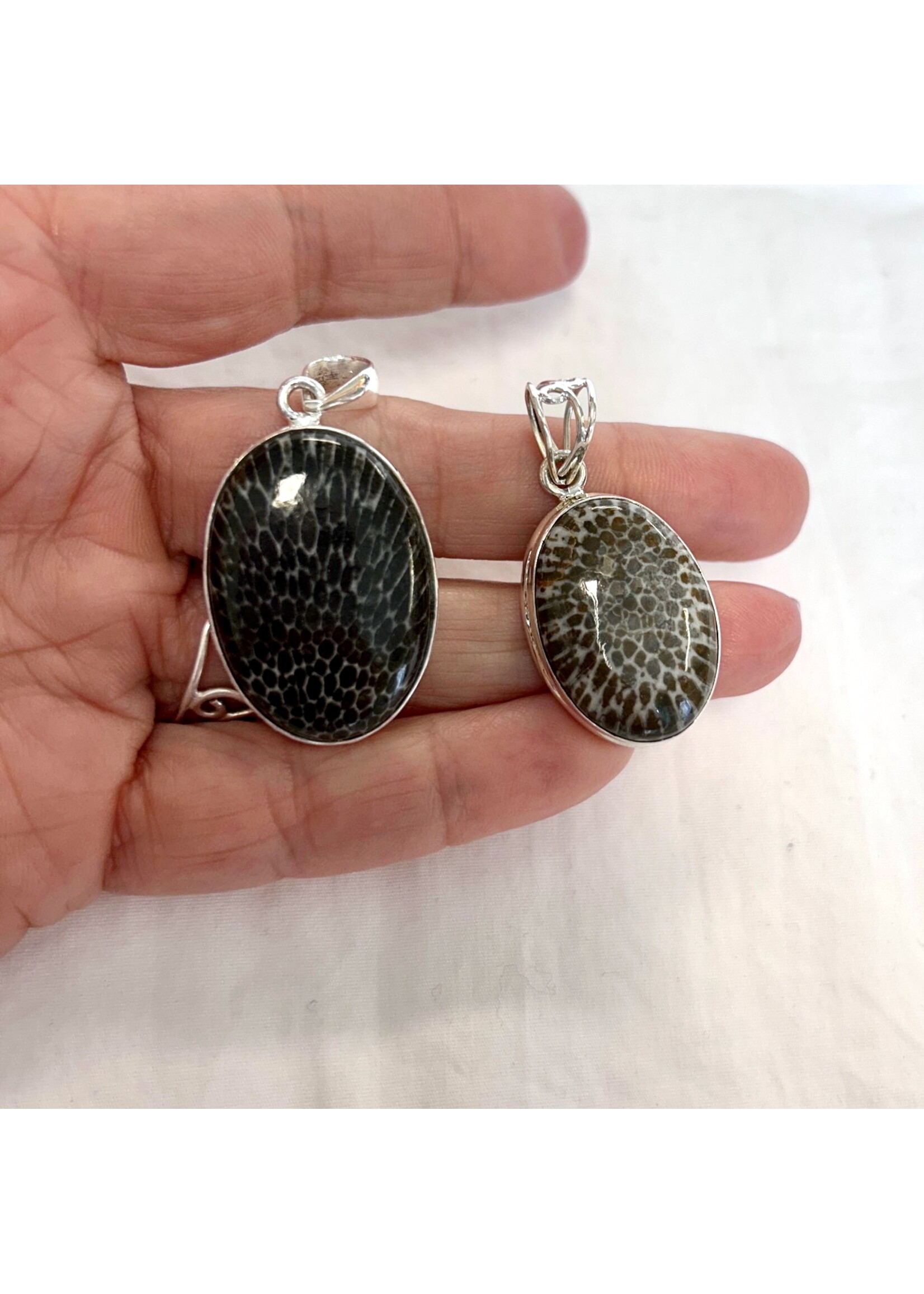 Black Coral Cabochon Pendants