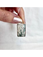 Moss Agate Cabochon Pendant Rectangle