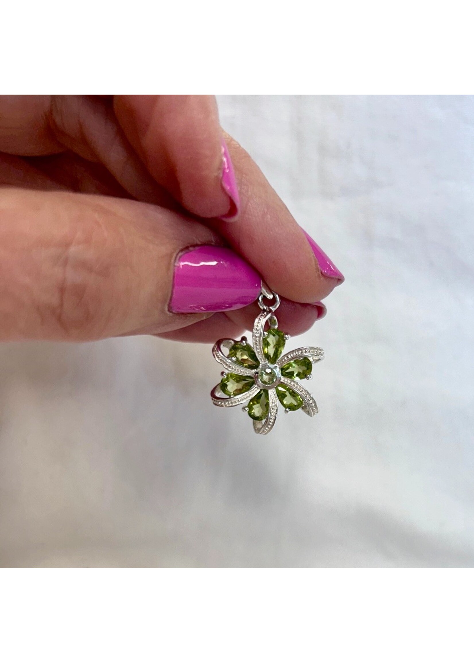 Flower Pendants with Textured Silver