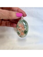 Seraphinite with Sunstone Cabochon Pendant -