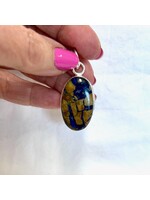 Azurite In Matrix Cabochon Pendants Oval