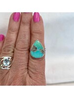 Turquoise with Pyrite Cabochon Rings Teardrop Sz 8