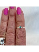 Emerald Faceted Pinky Rings Round Sz 6