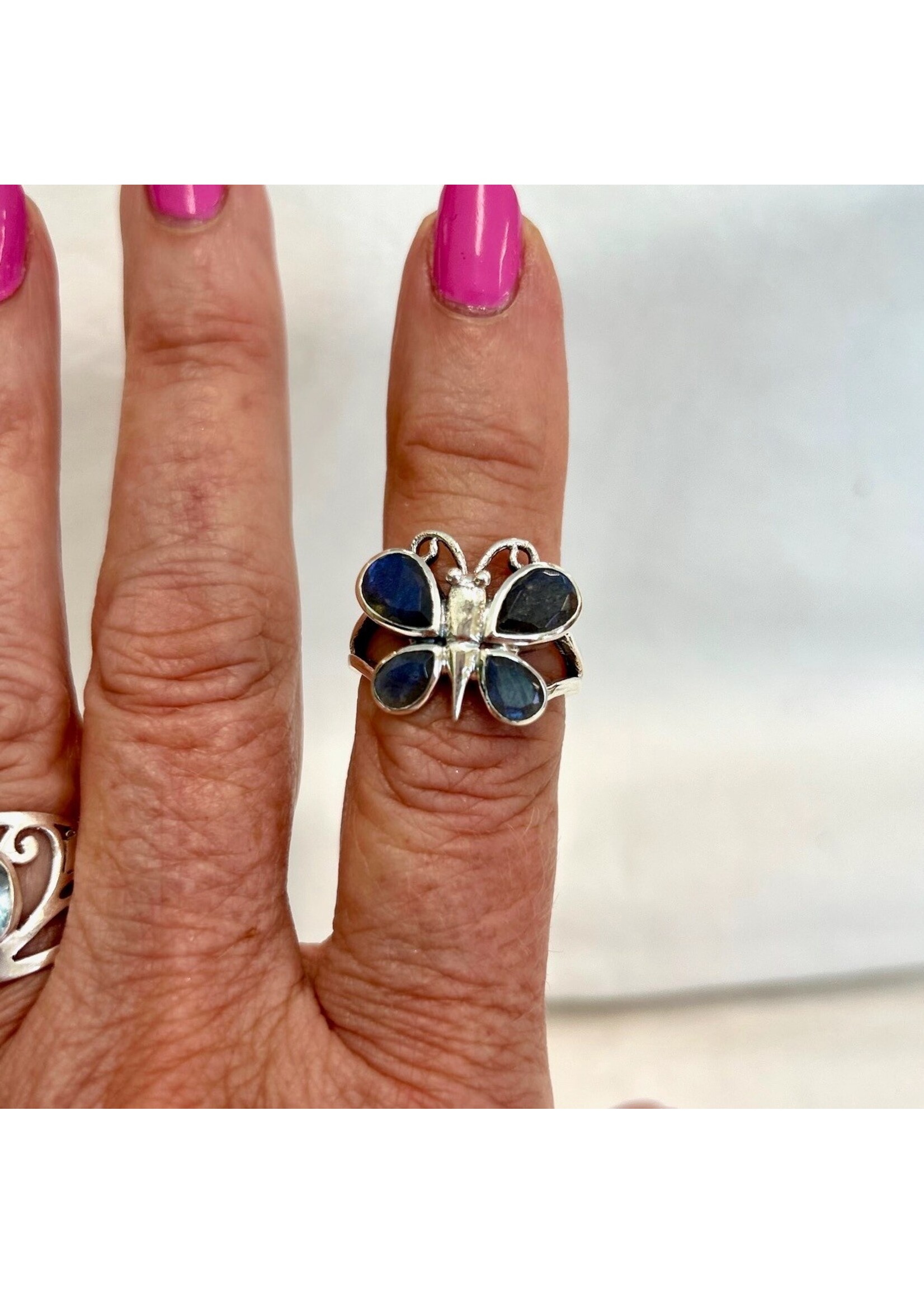 Mystical Butterfly Labradorite Faceted Rings Sz 9