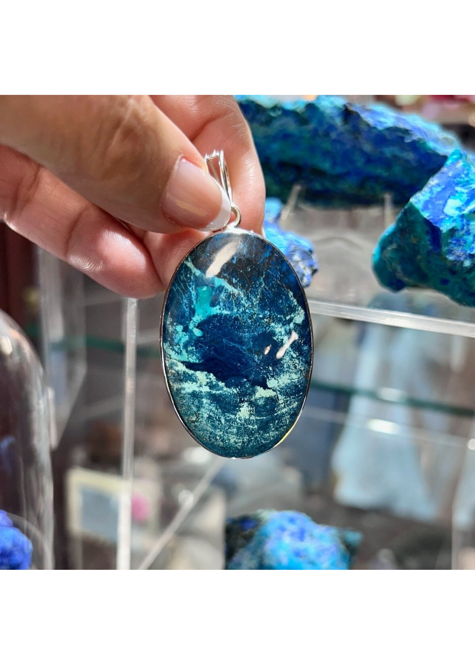 Azurite  Cabochon Pendants Oval