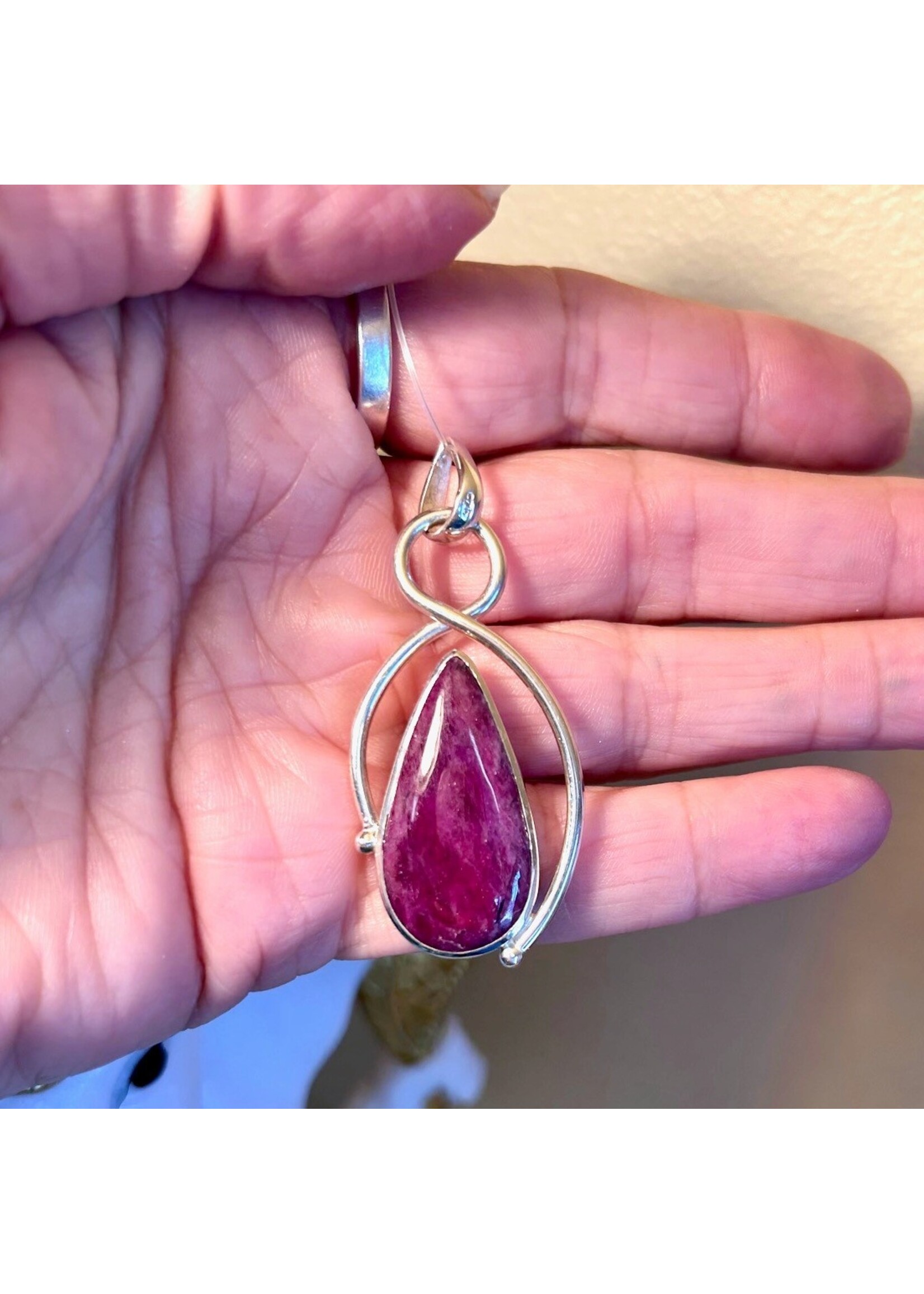 Ruby Cabochon Pendants Teardrop