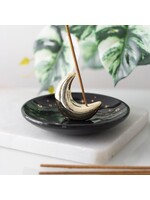 Gold Crescent Moon Ceramic Incense Burner (box)
